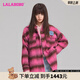 LALABOBO多巴胺格紋外套女秋季新款韓版寬松顯瘦加厚上衣LBDC-WSHW12 粉色厚款 M
