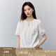 茵曼（INMAN）純棉氣質(zhì)風(fēng)琴褶花邊白襯衣女2025夏季繡花時(shí)尚千金風(fēng)短袖襯衫 米白 M