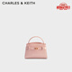CHARLES&KEITH鱷魚紋凱莉包手提斜挎婚包包女包生日禮物七夕禮物CK2-50270880-1 Light Pink淺粉色（新色） S
