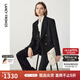 朗姿OL風(fēng)羊毛西裝女冬季新款職業(yè)正裝氣質(zhì)通勤西服外套女 夜幕黑色 L
