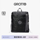 GROTTO個(gè)樂(lè)黑石雙肩包大容量褶皺綿羊皮軟皮電腦包通勤旅行包七夕禮物 黑石背包L（銀標(biāo)）