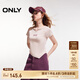 ONLY2025春季新款時尚個性做舊V領(lǐng)修身短款短袖T恤女|125101054 A38 丁香灰粉色 L