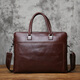 JLFGPJ復古真皮男士公文包頭層牛皮橫款手提包休閑商務(wù)單肩斜挎包電腦包 咖啡色 大包15英寸