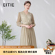 愛特愛（EITIE）法式優(yōu)雅氣質(zhì)收腰顯瘦百褶網(wǎng)紗亮絲連衣裙春秋新款A(yù)2407337 香檳白13 L 165