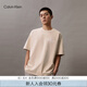 Calvin Klein Jeans夏季男女情侶中性ck休閑字母寬松純棉重磅短袖T恤J400448 ACI-燕麥奶 XL