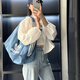 三葉草（Adidas）棉質(zhì)牛仔藍(lán) 腋下包 云朵包大容量手提包休閑包 男女 IX7693 均 碼