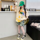 女童短袖上衣中大童夏季2025新款女孩韓系寬版t恤兒童洋氣衣服夏 單件-貓咪T恤 150