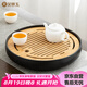 金鑲玉茶具茶盤(pán)茶托 實(shí)木陶瓷儲(chǔ)水式家用辦公干泡臺(tái)茶海 黑陶年輪