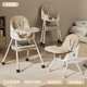 看寶貝寶寶餐椅可折疊0-6歲兒童餐椅寶寶椅嬰兒餐椅嬰幼兒餐椅寶寶餐桌 高配卡其咖|可折疊+皮座+萬(wàn)向輪