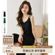 尚都比拉夏季針織吊帶連衣裙修身顯瘦高級感氣質(zhì)開叉中長款裙子 雅黑色 S