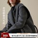 MSLAN格雷系博主同款|簡約雙面毛呢大衣寬松灰棉衣馬甲兩件套女 煙灰【預(yù)售】 L
