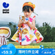 迷你巴拉女童寶寶裙子夏季透氣純棉荷葉邊小飛袖連衣裙