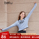 百圖betu女裝秋冬新款毛針織衫復(fù)古POLO領(lǐng)字母提花毛衫女2310T35 藍(lán)色 XS