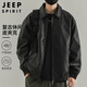 JEEP SPIRIT吉普復(fù)古皮衣外套男士秋季飛行皮夾克美式機(jī)車服 黑色 L