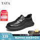 他她（TATA）商務(wù)休閑皮鞋男士一腳蹬真皮懶人鞋爸爸鞋2024冬TFE02DM4 黑色（單里） 42