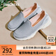 斯凱奇（Skechers）女鞋夏季淺口一腳蹬健步休閑運動鞋舒適輕便懶人健步鞋124508 淺灰色/粉紅色/LLGPKGPK 36