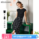 Olrain歐芮兒黑色波點(diǎn)法式風(fēng)半裙套裝2025夏季新款修身顯瘦兩件套 黑色 M