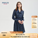 PRICH季款系帶飄領(lǐng)鑰匙印花收腰V領(lǐng)連衣裙 59海軍藍 M 165