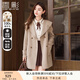 香影100%純羊毛雙面呢大衣女2024秋冬新款呢子娃娃領(lǐng)中長毛呢外套 燕麥色 S