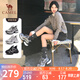 駱駝（CAMEL）【銀熠】老爹鞋女潮酷銀色厚底運動休閑鞋 L25S283076 槍黑 37