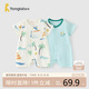童泰（TONGTAI）嬰兒短袖連體衣夏季初生寶寶衣服外出哈衣爬服提花綠色66cm