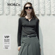 MO&Co.長袖針織衫秋撞色圓領(lǐng)正肩微修身基礎(chǔ)百搭MBD3SWTT04 炭黑色 S 160
