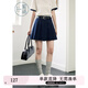 紫涵（ZIHAN）紫涵學(xué)院風(fēng)百褶裙女夏季小個(gè)子高腰遮胯顯瘦A字半身短裙 深藏青 S