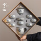 兮元記青花纏枝蓮功夫茶具套裝高檔輕奢伴手禮品中秋節送長(cháng)輩父母禮物 礫華銀蓮9頭器禾蓋碗禮盒套裝