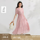 茵曼度假風(fēng)萊賽爾V領(lǐng)連衣裙2025夏季女裝新品氣質(zhì)通勤泡泡袖長(zhǎng)裙 淺粉色 M