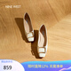 NINE WEST/玖熙單鞋女平跟上班通勤真皮法式女鞋 NF434005FK 米白39