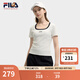FILA 斐樂官方女士針織短袖衫2025夏新款時尚休閑簡約修身U領T恤 云菇白-WT M 165/84A/M