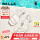 百麗（Belle）優(yōu)雅一字拖鞋女2025夏新商場同款珍珠一字帶拖鞋D8E1DBT5 米白 36 (230mm)