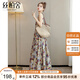 絲柏舍印花連衣裙2025夏裝新款女裝A字通勤風(fēng)簡約圓領(lǐng)無袖長裙