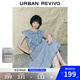 UR2025夏季新款女裝復(fù)古牛仔荷葉邊牛仔連衣裙UWG850114 藍色 M