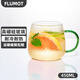 FLUMOT德國玻璃早餐牛奶豆漿喝水杯家用透明泡茶大容量帶把手 菠蘿錘紋杯綠色把【450ml】