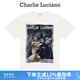 Charlie Luciano沉睡魔咒印花夏季cl新款情侶男女同款短袖男潮流休閑國潮T恤 白色 M 170