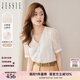 JESSIE優(yōu)雅V領(lǐng)蕾絲白色襯衫修身女小上衣春夏 白色 S
