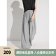 ELLE灰色高級感高腰闊腿褲女2025夏季新款小個子顯瘦垂墜感休閑褲 淺灰 S