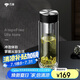 萬(wàn)象（WANXIANG）雙層耐熱玻璃杯帶濾網(wǎng)商務(wù)辦公節(jié)日禮物大容量石墨黑車載便攜茶杯