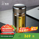 希諾抗菌玻璃杯雙層透明水杯男高檔泡茶杯子XN-1926中閃銀灰 370mL