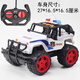 京炫遙控警車大號110開門悍馬公安警車遙控車漂移燈光兒童電動車玩具 27厘米長的遙控越野警車手動開門 配置1套電池充電器