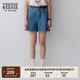 Teenie Weenie小熊牛仔短褲女夏季韓版簡約休閑松緊高腰時(shí)尚牛仔褲女 深藍(lán)色 M (165)