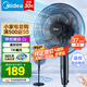 美的（Midea） 電風(fēng)扇家用落地扇智能遙控七葉立式扇 臥室客廳輕音節(jié)能大風(fēng)量電扇 【熱銷可調(diào)節(jié)高度】遙控定時黑色
