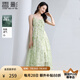 香影吊帶碎花連衣裙女2025夏秋新款萊賽爾天絲無袖度假小清新裙子 綠花 S 155/80A/85-95斤