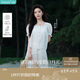 茵曼章若楠同款苧麻女裝方領(lǐng)襯衫20225夏季新品泡泡袖襯衣 珍珠白 M