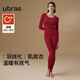 ubras【劉雯同款】倍暖羽絨化親膚含羊毛肌底衣女秋冬保暖秋衣褲 倍暖套裝-絲絨紅色 XL