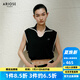 艾諾絲雅詩【商場同款】2025夏季新品設(shè)計(jì)感學(xué)院風(fēng)撞色女式針織衫女40438122 黑色 M