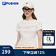 FILA FUSION斐樂潮牌女子針織短袖衫2025夏季新款時(shí)尚修身短袖T恤 云白色-WT M 165/84A/M