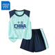 真維斯兒童籃球服男童套裝夏季速干背心運動(dòng)短褲中大童涼感夏裝透氣童裝 綠 中國藍色 160