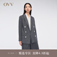 OVV2024春夏新款女裝韓國進口亞麻混紡雙排扣西服外套 牛仔藍（凈色）13 XL